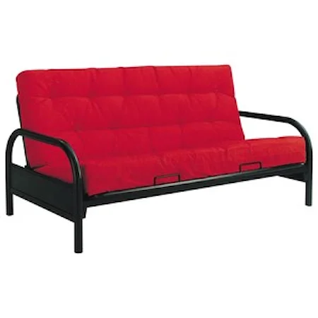 Futon w/ Black Adjustable Frame, 6" Red Mattress